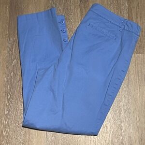 Talbots Perfect Crop Pants Blue Size 10 Button Accent Business Casual Career EUC